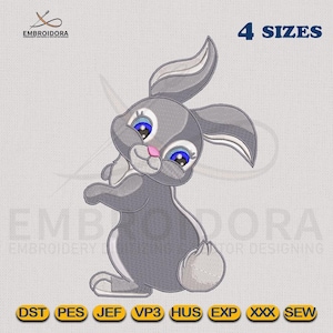Cute Cartoon Bunny Mchine Embroidery Design | Smiley Rabbit Machine Embroidery Digitizing | Bunny EMB Desing in 4 Hoop Sizes By Embroidora