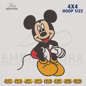 Mickey Mouse Machine Embroidery Design | Smile Mickey Mouse Digitized Embroidery Design 4x4 Hoop Size Embroidery Pattern By Embroidora