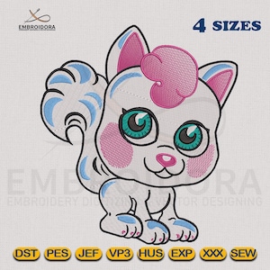 Cute Baby Cat Machine Embroidery Design | Cute Cat Cartoon EMB Digitizing | 4 Hoop Sizes Embroidery Pattern by Embroidora-Instant Download