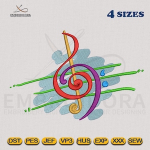 Musical Symbols Machine Embroidery Design | Musical Symbols EMB Digitizing | 4 Hoop Sizes Embroidery Pattern by Embroidora