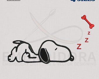 Lazy Dog Sleeping Embroidery Design: Outline Digitizing File (4 Hoop Sizes)
