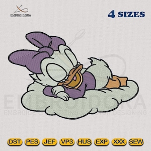 Diseño de bordado de la Patita Bebé Daisy / Digitalización EMB de la Patita Daisy / Daisy Durmiendo EMB / Patrón de bordado en 4 tamaños de aro por Embroidora