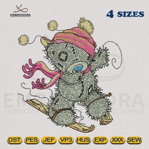 Ice Skating Tatty Teddy Machine Embroidery Design | Ice Skating Tatty Teddy Machine Embroidery Digitizing | 4 Hoop Sizes By Embroidora