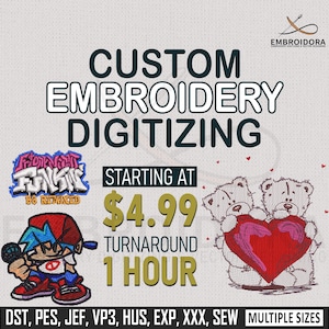 Custom Embroidery Digitizing, Logo Digitizing, Embroidery Digitizing Service, Image Digitizing Embroidery Custom Embroidery File PES DST EMB