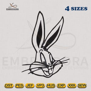 Bunny Face Machine Embroidery Design | Bunny Face Outline EMB Digitizing | Rabbit EMB Design | 4 Hoop Sizes Embroidery Pattern by Embroidora