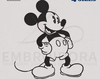 Mickey Mouse Outline Machine Embroidery Design | Mickey Mouse EMB Digitizing | 4 Hoop Sizes Embroidery Pattern By Embroidora