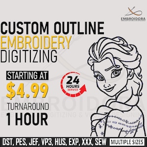 Custom Outline Embroidery Digitizing: File Conversion (PES DST EMB)