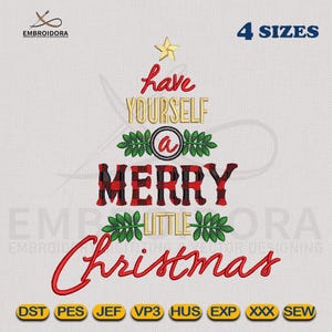 Merry Little Christmas Embroidery Design | 4 Hoop Sizes (Digital Download)