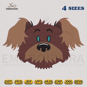 Cute Cartoon Dog Face Machine Embroidery Design | Cartoon Dog Face EMB Digitizing | Dog Breads 4 Hoop Sizes Embroidery Pattern by Embroidora