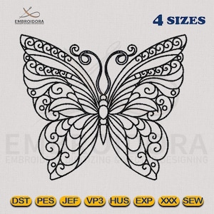 Butterfly Outline Embroidery Designs | Butterfly EMB Digitizing | 4 Hoop Sizes Embroidery Pattern by Embroidora