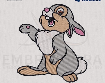 Cute Bambi Thumper Cartoon Machine Embroidery Design | Happiest Rabbit Embroidery Digitizing | 4 Hoop Sizes Embroidery Pattern By Embroidora