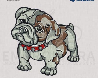 Bulldog Embroidery Design | Machine Embroidery File, 4 Sizes (EMB Digitizing File