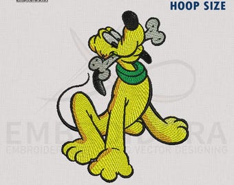Pluto Dog Embroidery Design: Cartoon Pattern (5x7 Hoop) (Instant Download)
