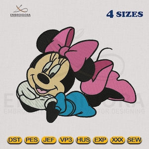 Beautiful Minnie Mouse Machine Embroidery Design | Minnie Mouse Embroidery Digitizing | 4 Hoop Sizes Embroidery Pattern by Embroidora
