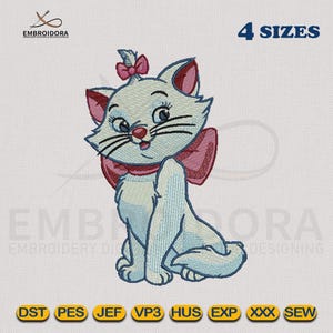 Cute Cat Machine Embroidery Design | Pets EMB Digitizing | Kitty EMB | 4 Hoop Size Embroidery Pattern by Embroidora-Instant Download File
