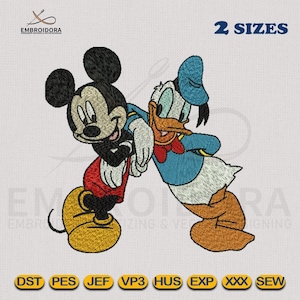 Mickey Mouse and Donald Duck Embroidery Design | Donald Duck EMB Digitizing | 2 Hoop Sizes Embroidery Pattern By Embroidora
