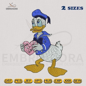 Donald Duck Embroidery Design: 2 Hoop Sizes (Digital Download)