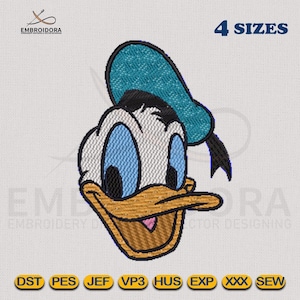Donald Duck Face Machine Embroidery Design | Donald Duck EMB Digitizing | 4 Hoop Sizes Embroidery Pattern By Embroidora