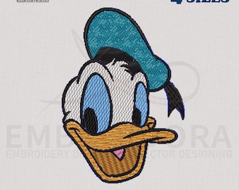 Donald Duck Face Machine Embroidery Design | Donald Duck EMB Digitizing | 4 Hoop Sizes Embroidery Pattern By Embroidora