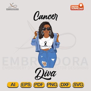 Cancer Diva SVG: Pink Ribbon Breast Cancer Awareness Design (Digital File)