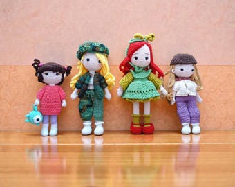 かぎ針編みのあみぐるみ人形セット 保育園ギフト ベビールーム装飾 手作りの柔らかいぬいぐるみ人形コレクション