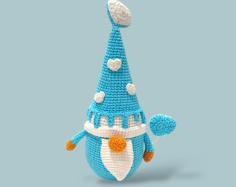 かぎ針編みのラブノーム：手作りバレンタインデーぬいぐるみデコレーション（高さ24cm）