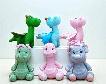 手作りかぎ針編み恐竜コレクション | ギフトやディスプレイに最適な手作りぬいぐるみ恐竜