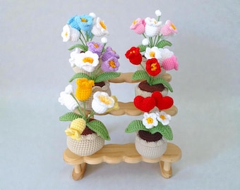 手作りかぎ針編みのベル型フラワーポット – 編みぐるみフラワーデコレーション – 永遠のフラワーアレンジメント