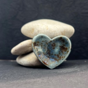 Anxiety Stress and Worry Stone Handmade Porcelain Ceramic Heart Shaped, Relaxation Meditation Comfort Stone