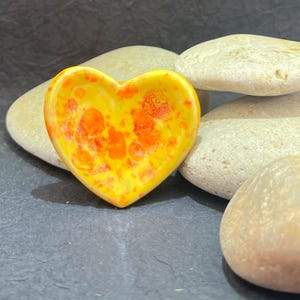 Anxiety Stress and Worry Stone Handmade Porcelain Ceramic Heart Shaped, Relaxation Meditation Comfort Stone