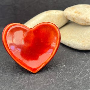 Anxiety Stress and Worry Stone Handmade Porcelain Ceramic Heart Shaped, Relaxation Meditation Comfort Stone