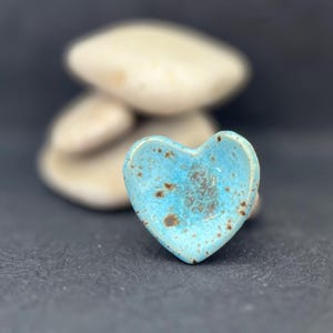 Anxiety Stress and Worry Stone Handmade Porcelain Ceramic Heart Shaped, Relaxation Meditation Comfort Stone