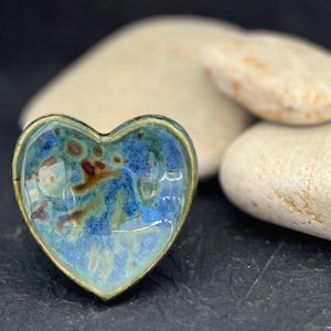 Anxiety Stress and Worry Stone Handmade Porcelain Ceramic Heart Shaped, Relaxation Meditation Comfort Stone