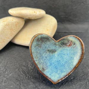 Anxiety Stress and Worry Stone Handmade Porcelain Ceramic Heart Shaped, Relaxation Meditation Comfort Stone