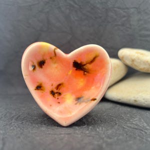 Anxiety Stress and Worry Stone Handmade Porcelain Ceramic Heart Shaped, Relaxation Meditation Comfort Stone