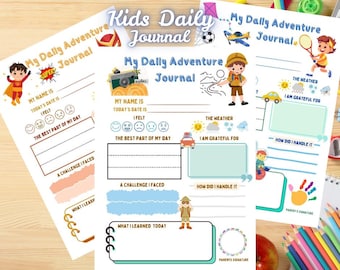 Kids Daily Journal, Printable Kids Journal, Diary for Children For Reflection and Gratitude - Boys - PDF Digital Download
