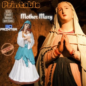 Mother Mary Statue 3D Print Files: High Detail Religious Decor (STL & 3MF)