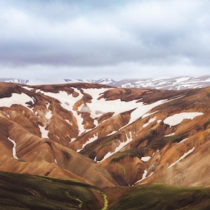 Snow-Capped Mountain Peaks in Landmannalaugar - Icelandic Landscape Digital Print