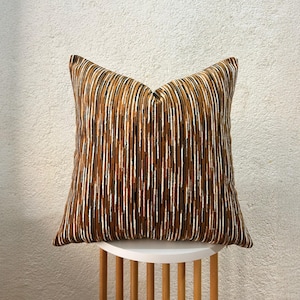 Boho Rost Orange Kissenbezug, texturiertes Dekokissen, weiß gestreifter Kissenbezug, dicker Stoff, bunt dekorativen Euro Sham, Zebramuster