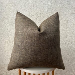 Dark Taupe Basketweave Pillow Cover, Linen Cotton Blend