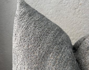 Grijze kussensloop met textuur | Boho grijze sierkussenhoes | Pluizige Euro Sham | Neutraal accentkussen | Decoratief bankkussen | Alle maten