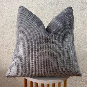 Dusty Blue Cotton Pillow Cover, Textured Pillow With Thick Fabric, Decorative Minimalist Home Decor, Space Blue Throw Pillow, Lumbar Cushion