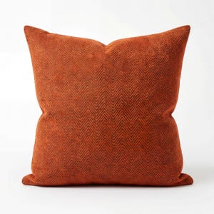 Burnt Orange Herringbone Pillow Cover, Modern Cushion Sizes