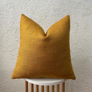 Yellow Basketweave Throw Pillow | Mustard Woven Pillow Cover | Yellow Boho Cushion Cover | Linen Textured Thick Fabric | Mustard Euro Sham