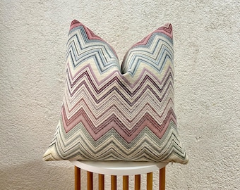 Colorful Chevron Pillow Cover, Textured Cotton Linen Blend, Euro Sham