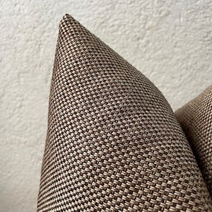 Brown and Beige Basketweave Woven Pillow Cover | Natual Linen Textured Fabric | Brown and Beige Linen Pillow | Euro Sham Cover |20x20 Pillow