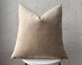 Ivory Velvet Pillow Cover: Luxury Cream Throw Pillow, Modern Home Decor