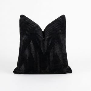 Funda de almohada de terciopelo negro cortado, cojín con textura de espiga, almohada decorativa moderna para sofá