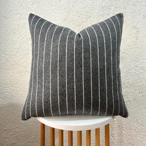 Linen Striped Pillow, Striped Throw Pillow, White Striped Gray Pillow Cover, Boho and Chic Cushion Cover, Decorative Pillow, Boho Home Decor