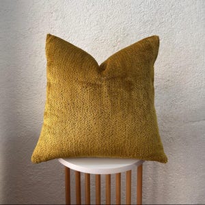 Mustard Boucle Pillow Cover | Textured Mustard Throw Pillow | Mustard Yellow Euro Sham | Mustard Cozy Pillowcase | Housewarming Gift